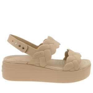 Sandały Crocs Brooklyn Woven Upper Low Wedge 209977-212 chai