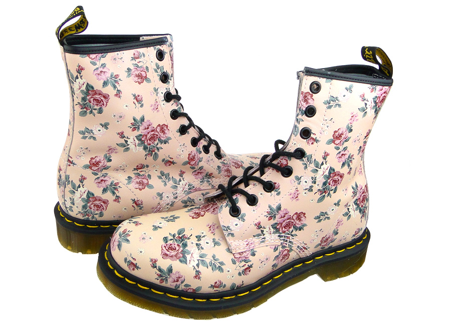 Doc martens shop rose shoes